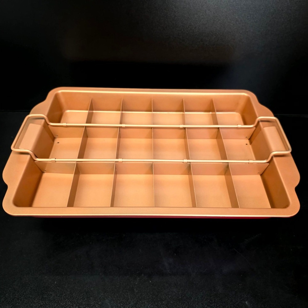 Red Copper Brownie Bonanza Pan Set Red 9x13 3-Piece Non-Stick Ceramic Bakeware